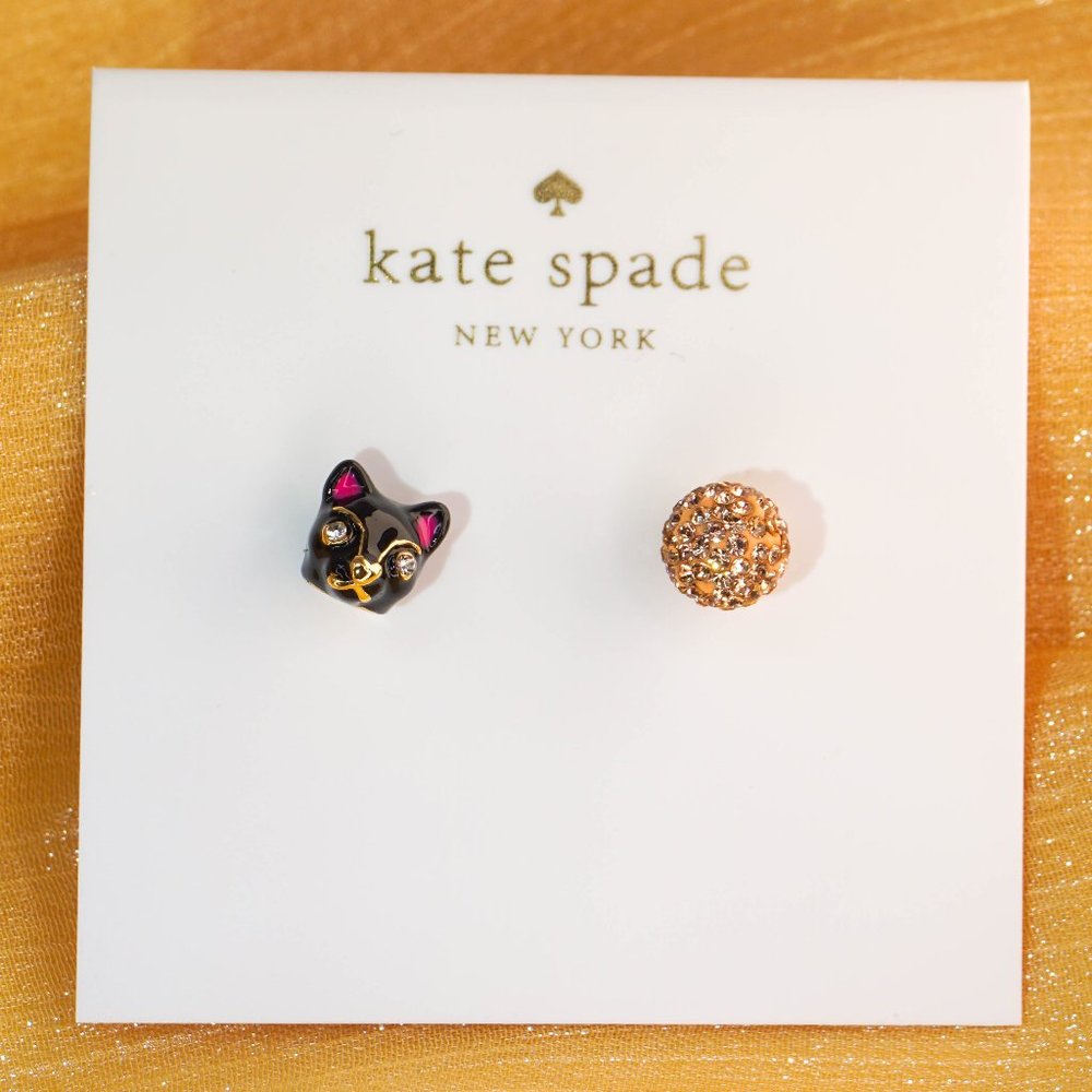 Kate Spade House Cat Asymmetrical Studs (with GIFT BAG)
